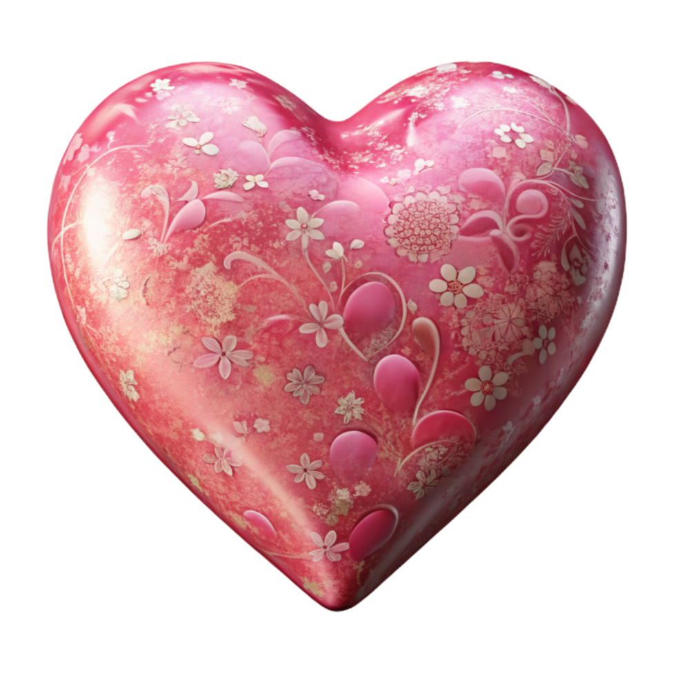 dramatic creative Pink Valentine Heart Cutout with Floral Pattern professional png