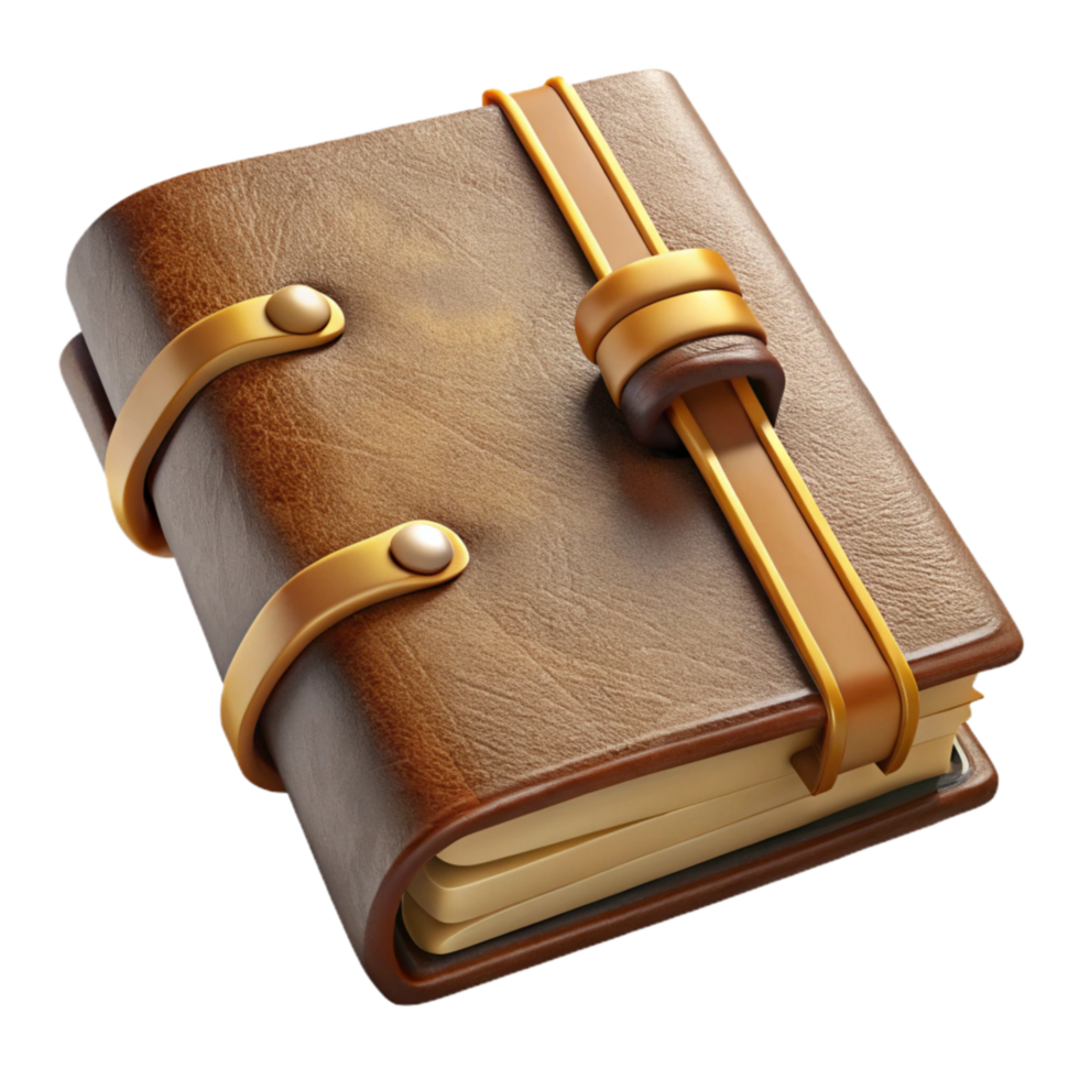 elegant abstract Leather Bound Notebook Closed Front View Cutout high resolution png