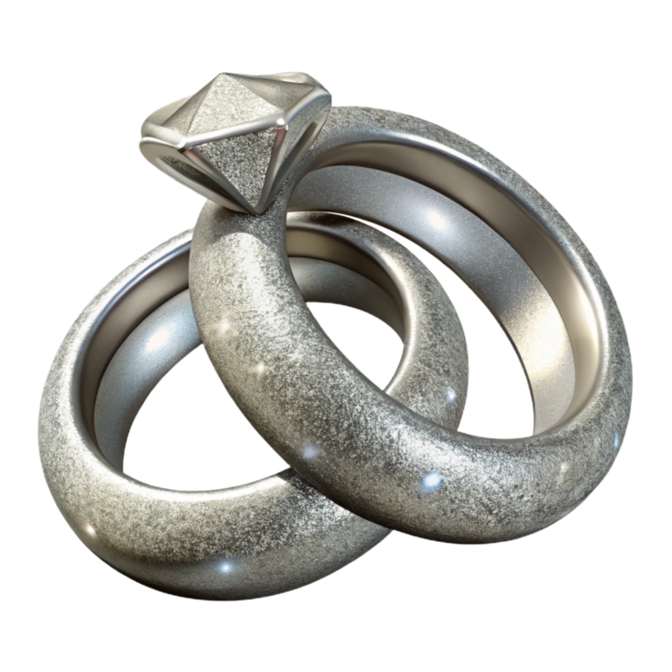 stunning abstract Silver Wedding Rings Cutout with Sparkling Diamonds authentic png