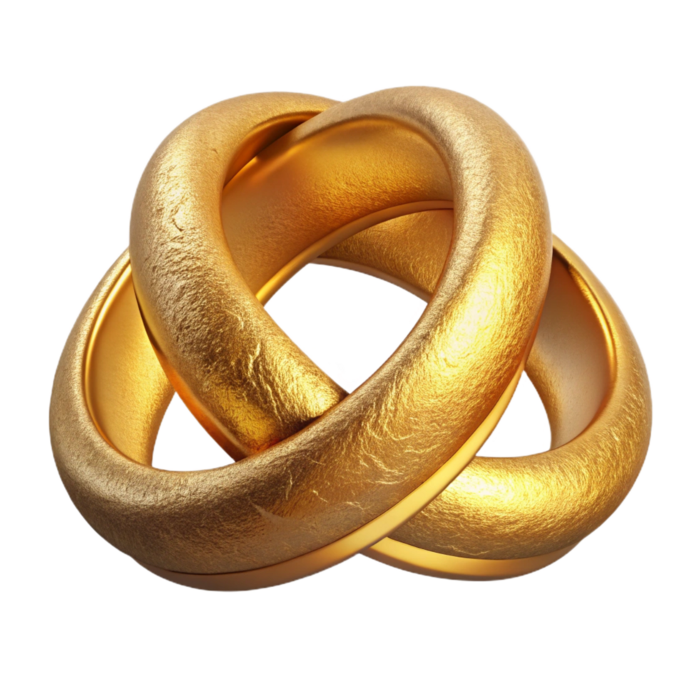 dramatic modern Wedding Rings Two Gold Intertwined Transparent Background premium png