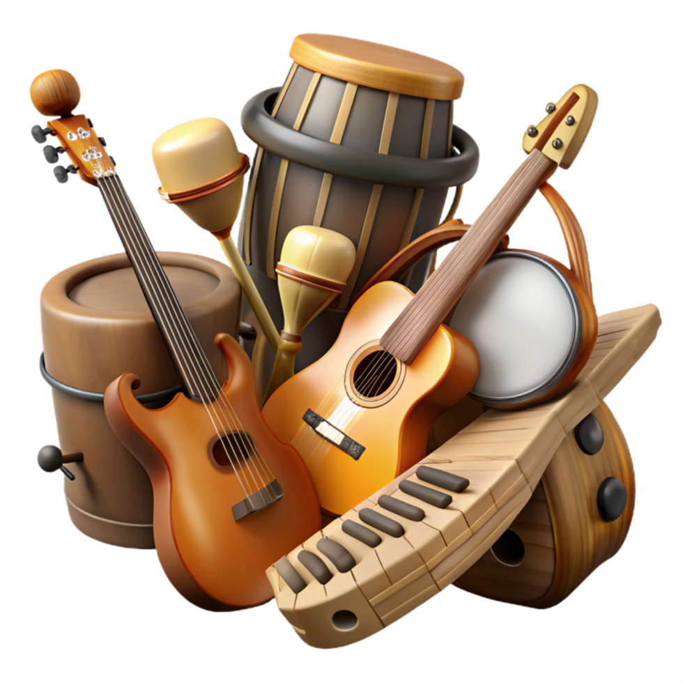 wonderful vintage Musical Instruments Collection Isolated Element authentic png