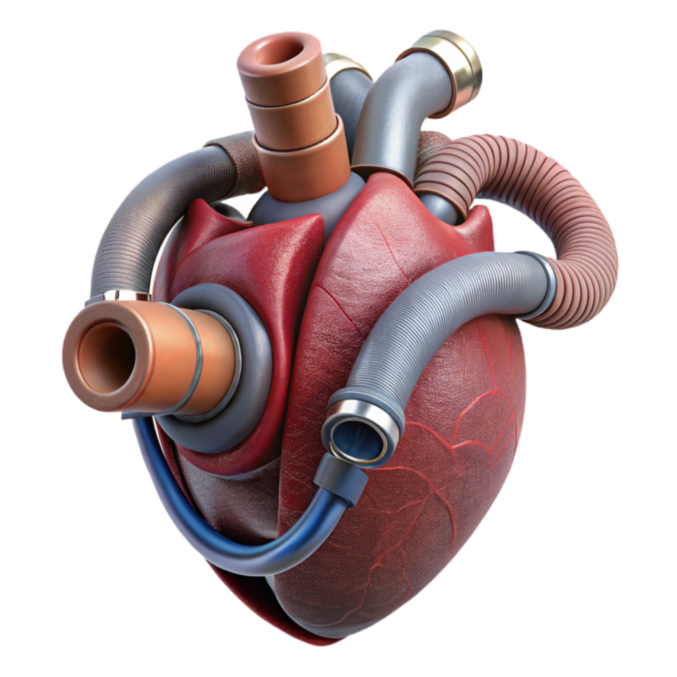 extraordinary minimalist Artificial Heart with Tubes and Wires Isolated high resolution png