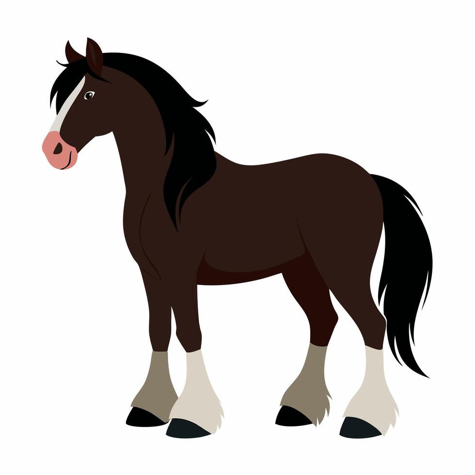 cartoon horse. Brown animal illustration on white background .Suitable for children's books, sticker vector