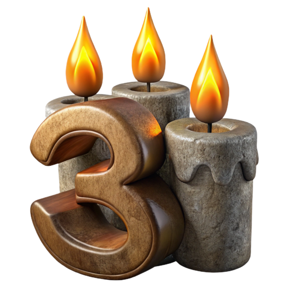 elegant creative Birthday Candles Numbered Burning Flame Isolated genuine png