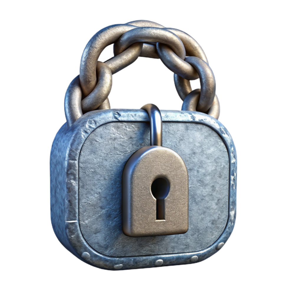 wonderful classic Lock Icon Silver Color with Chain Isolated Element detailed png