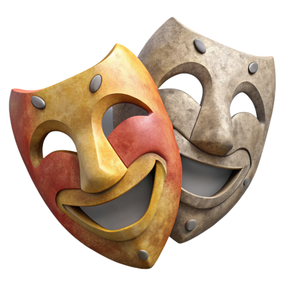 beautiful vintage Theater Masks Comedy and Tragedy Isolated Element genuine png
