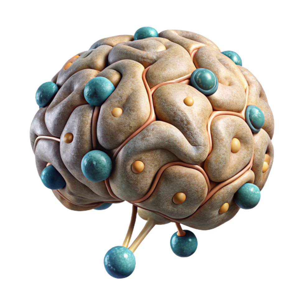 vibrant artistic Brain Scan Image with Neural Network Element Cutout original png