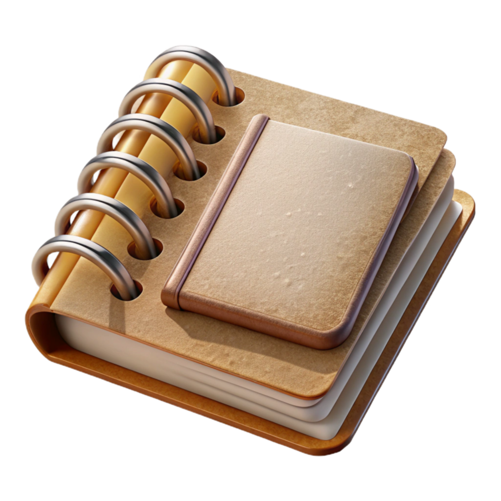 impressive rustic Open Notebook with Spiral Binding Transparent Background premium png