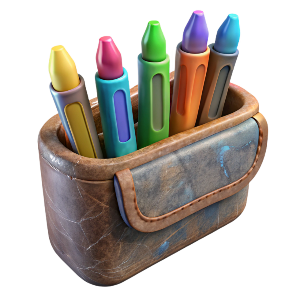 extraordinary traditional Pencil Case with Colorful Pens Transparent Background high resolution png