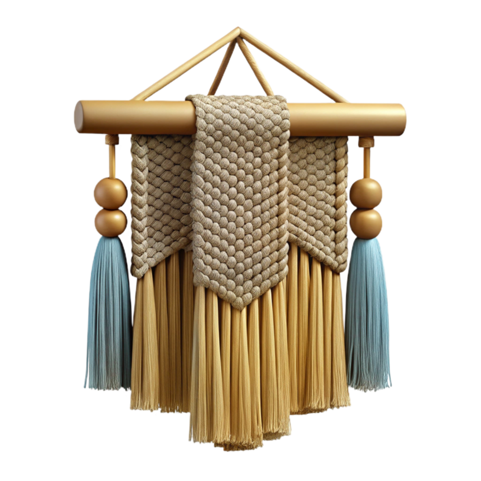elegant abstract Woven Wall Hanging with Tassels Isolated Element detailed png