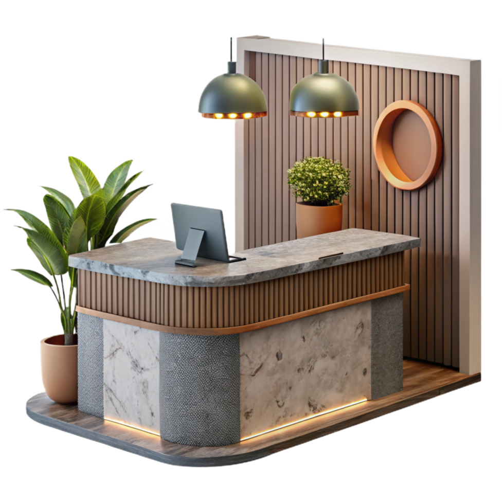 beautiful classic Modern Office Lobby with Reception Desk Cutout genuine png