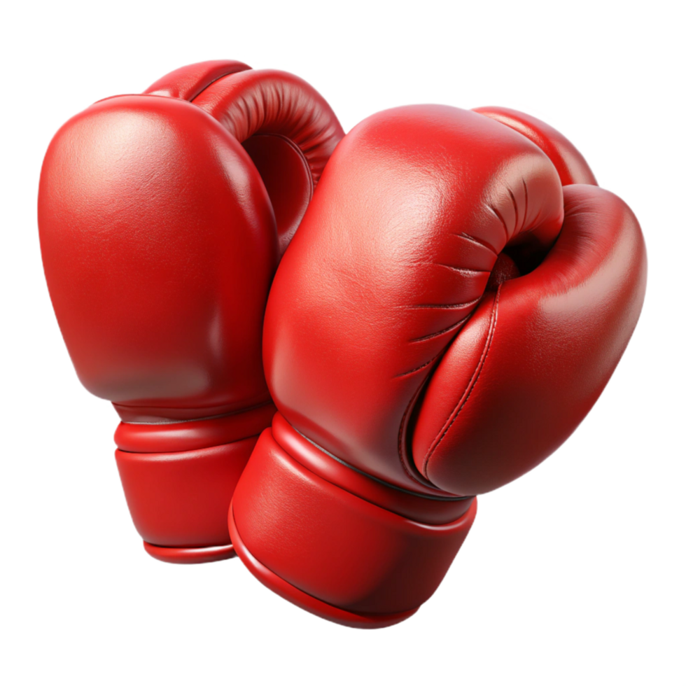 stunning creative Boxing Gloves Red Leather Texture Transparent Background 4K png
