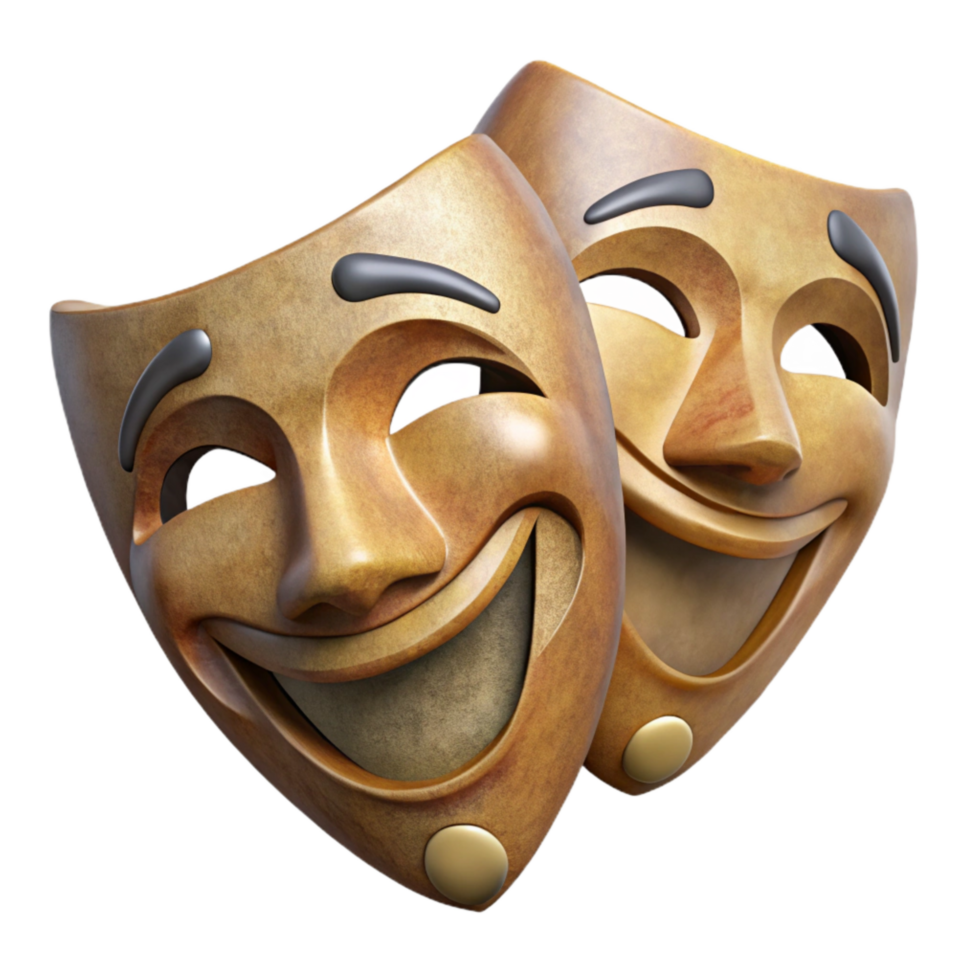 wonderful modern Theater Masks Comedy and Tragedy Isolated Element detailed png