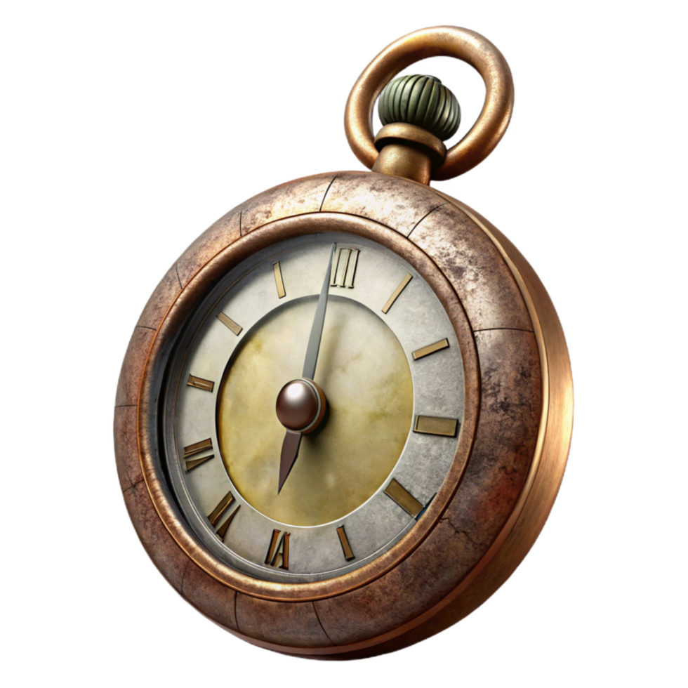 vibrant modern Vintage Pocket Watch Front View Isolated Element 4K png