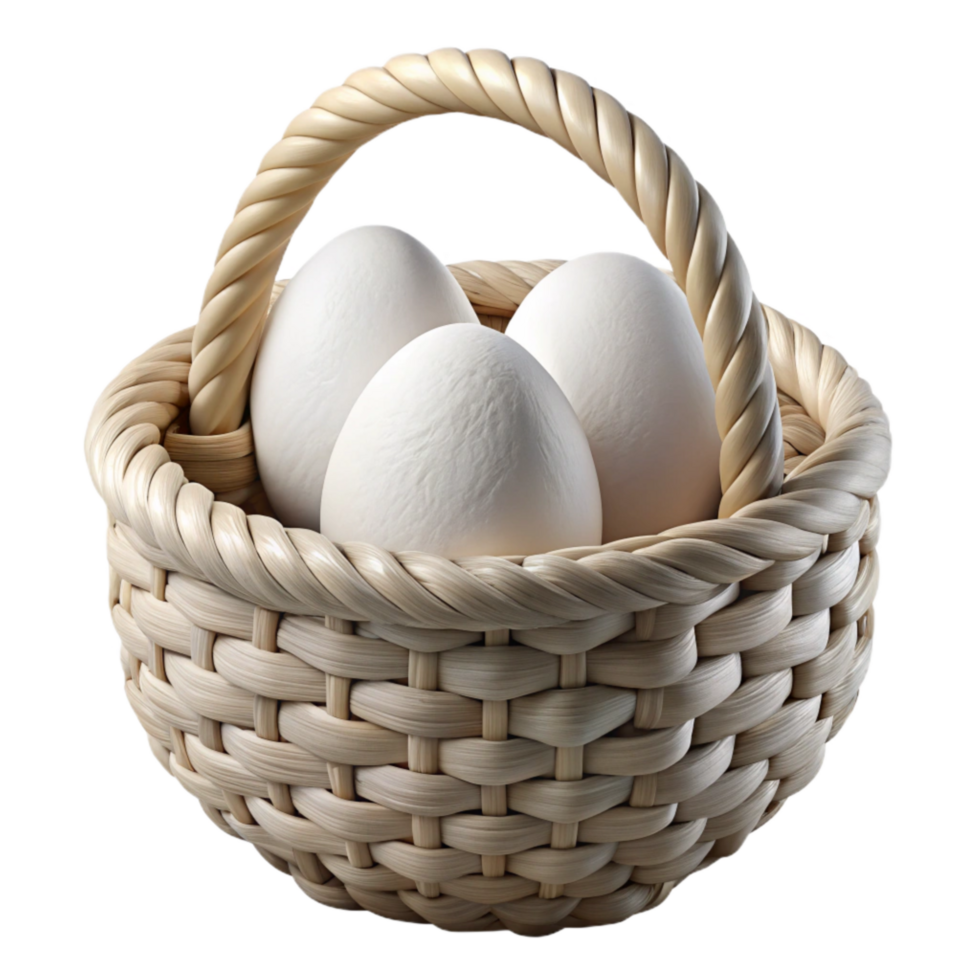 beautiful classic White Easter Egg Basket Cutout with Woven Design genuine png