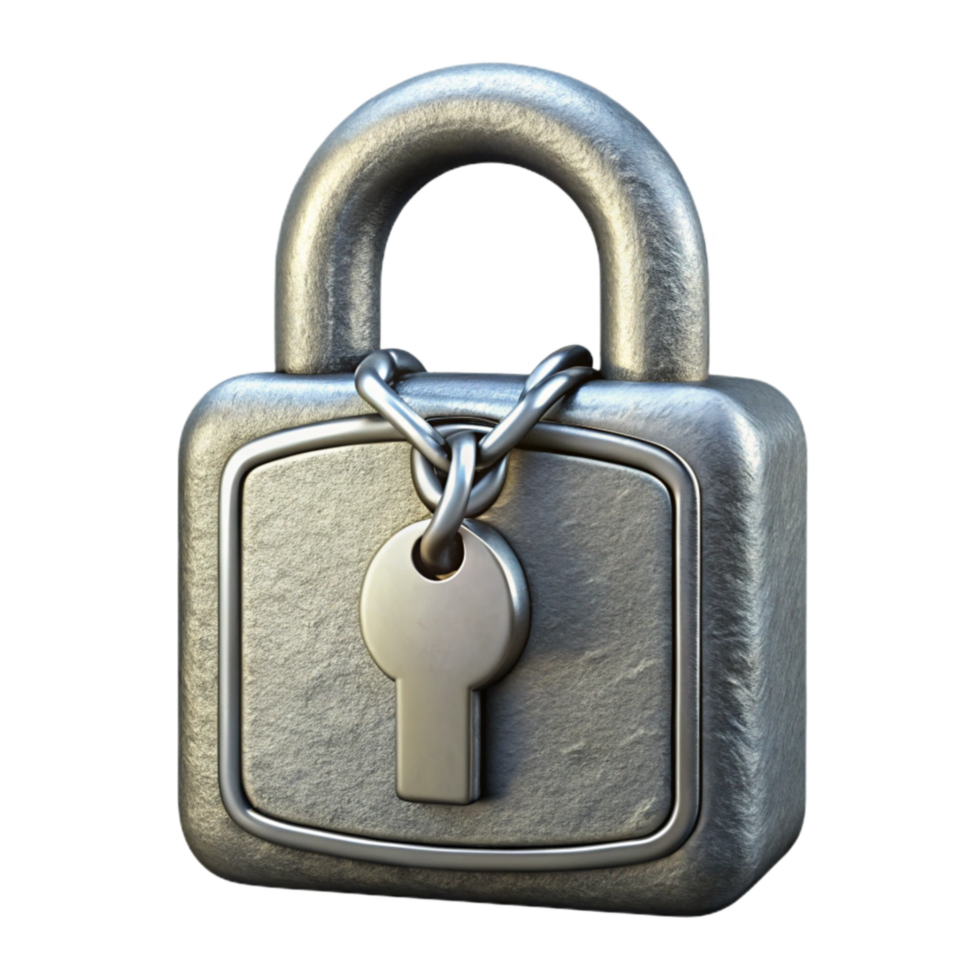 impressive abstract Lock Icon Silver Color with Chain Isolated Element original png