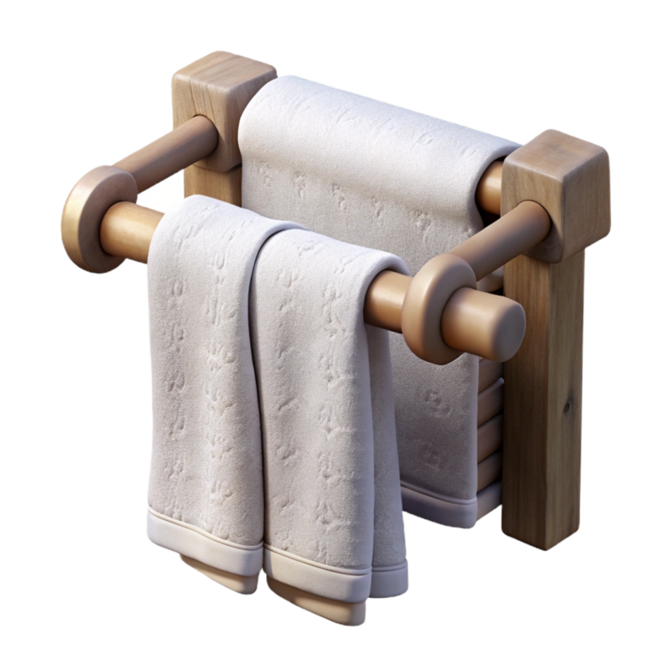 beautiful abstract White Towel Rack with Towels Transparent Background high resolution png