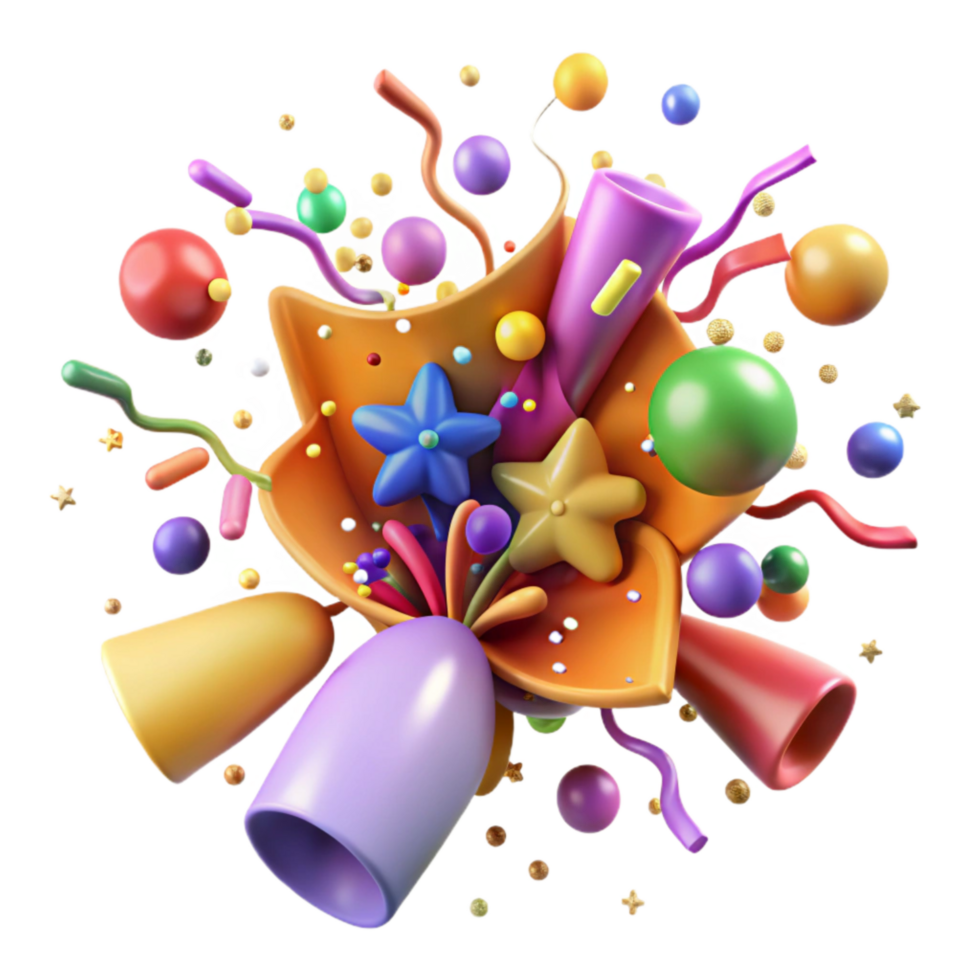 dramatic traditional Colorful Confetti Explosion Festive Design Isolated Element original png
