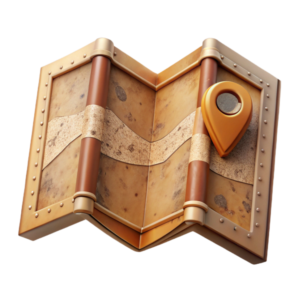 serene artistic Tourist Map Folded Corner Transparent Background authentic png
