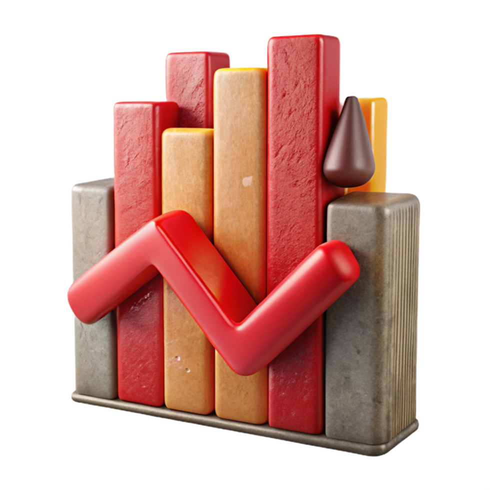 dramatic creative Financial Report Chart with Red Downward Trend Cutout detailed png