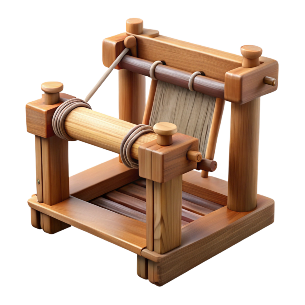 extraordinary classic Wooden Weaving Loom Side View Isolated Element original png