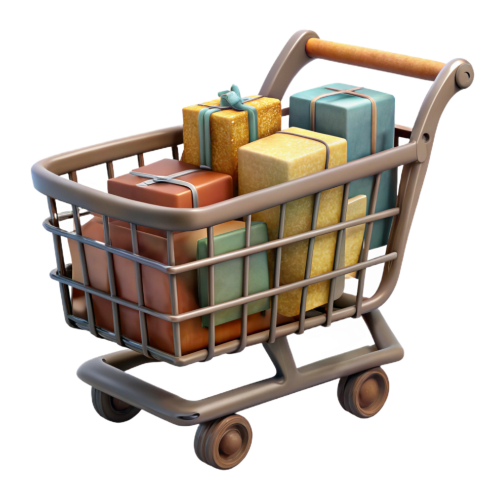 extraordinary minimalist Shopping Cart with Goods Transparent Background genuine png