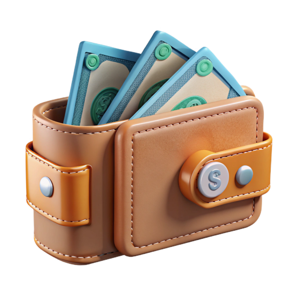 serene minimalist Open Wallet with Dollar Bills Transparent Background 4K png
