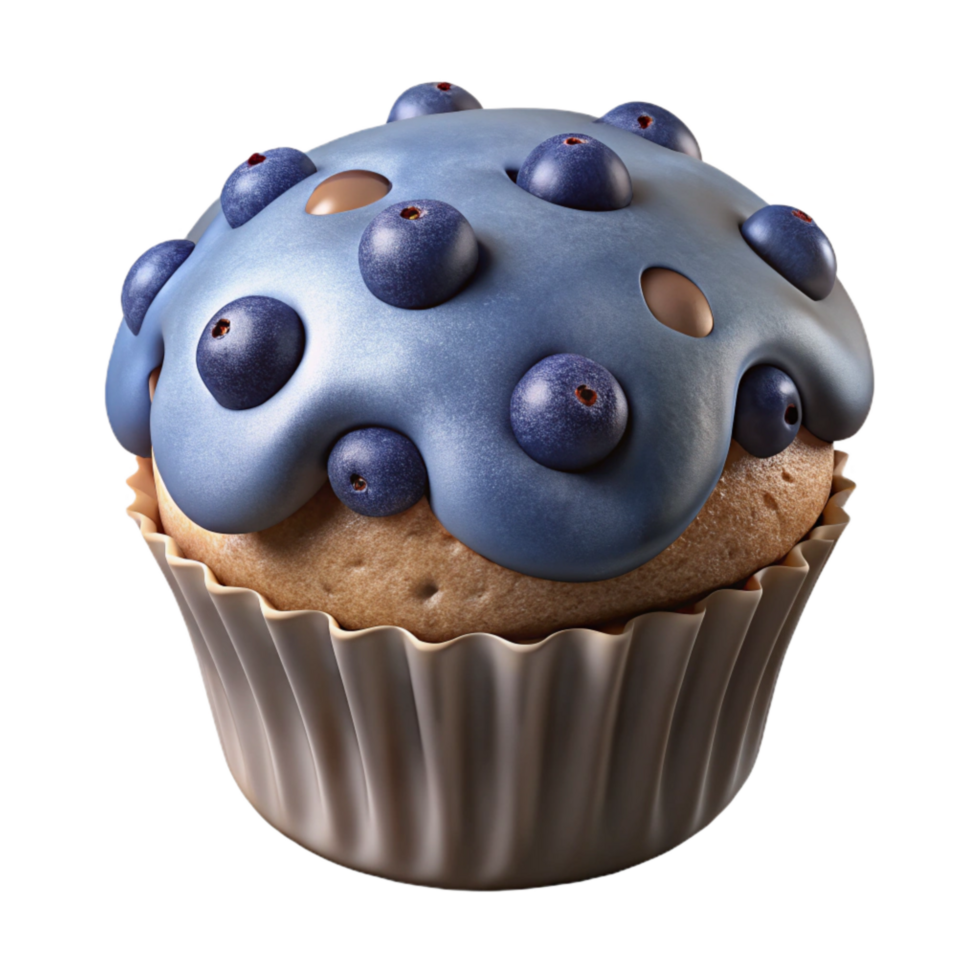 serene creative Muffin with Blueberries Cutout on Transparent Background high resolution png