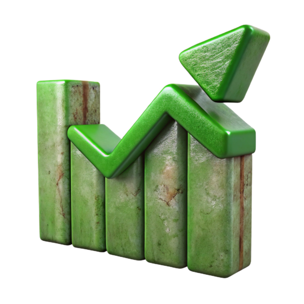 beautiful traditional Green Graph Trending Upward Transparent Isolated high resolution png