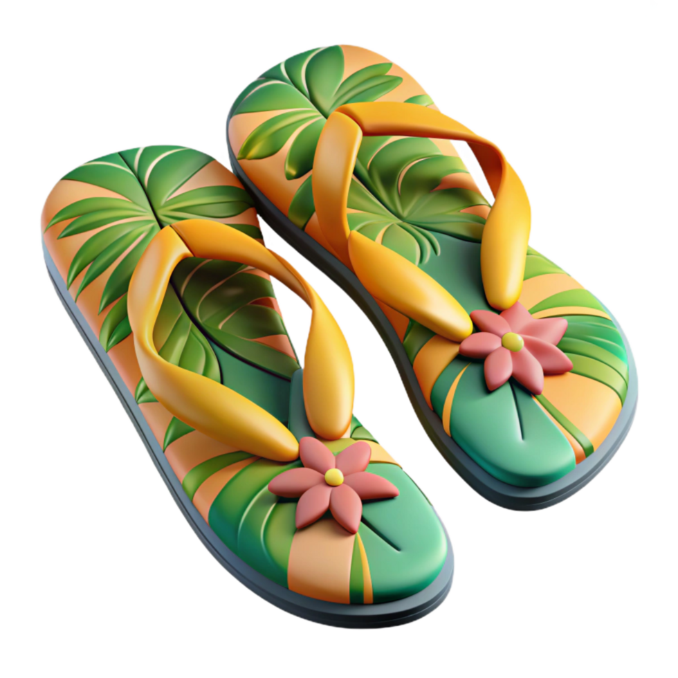 wonderful abstract Flip Flops with Tropical Design Isolated Element professional png