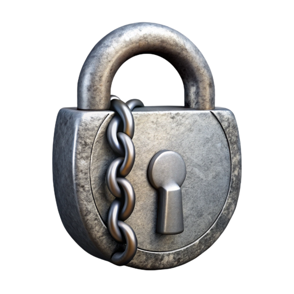 beautiful creative Lock Icon Silver Color with Chain Isolated Element authentic png