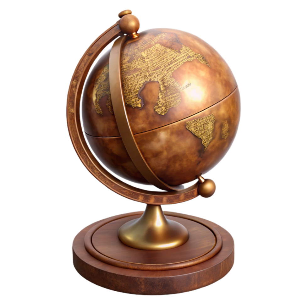 extraordinary contemporary Antique Globe with Wooden Stand Isolated Element professional png