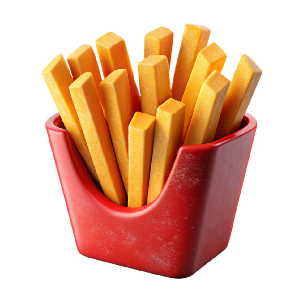 wonderful abstract French Fries in a Red Paper Container Isolated premium png