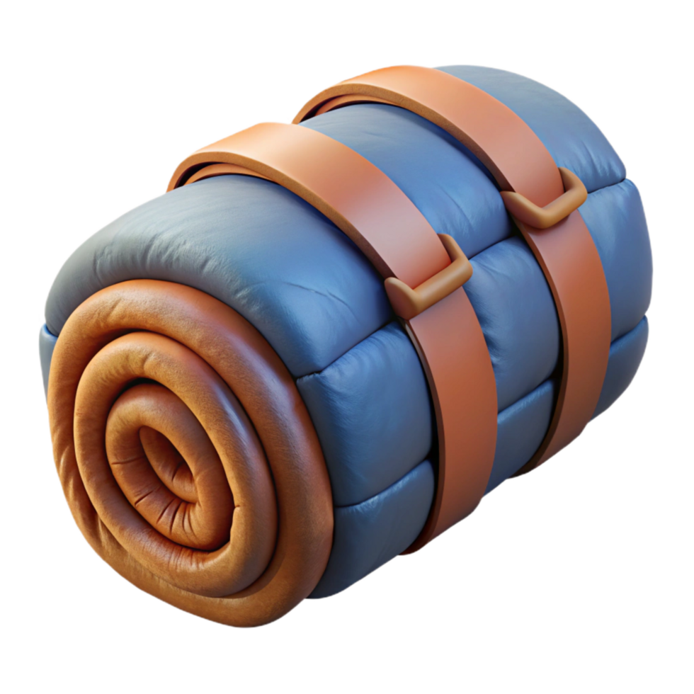 elegant traditional Sleeping Bag Rolled Tight Side View Transparent Background detailed png