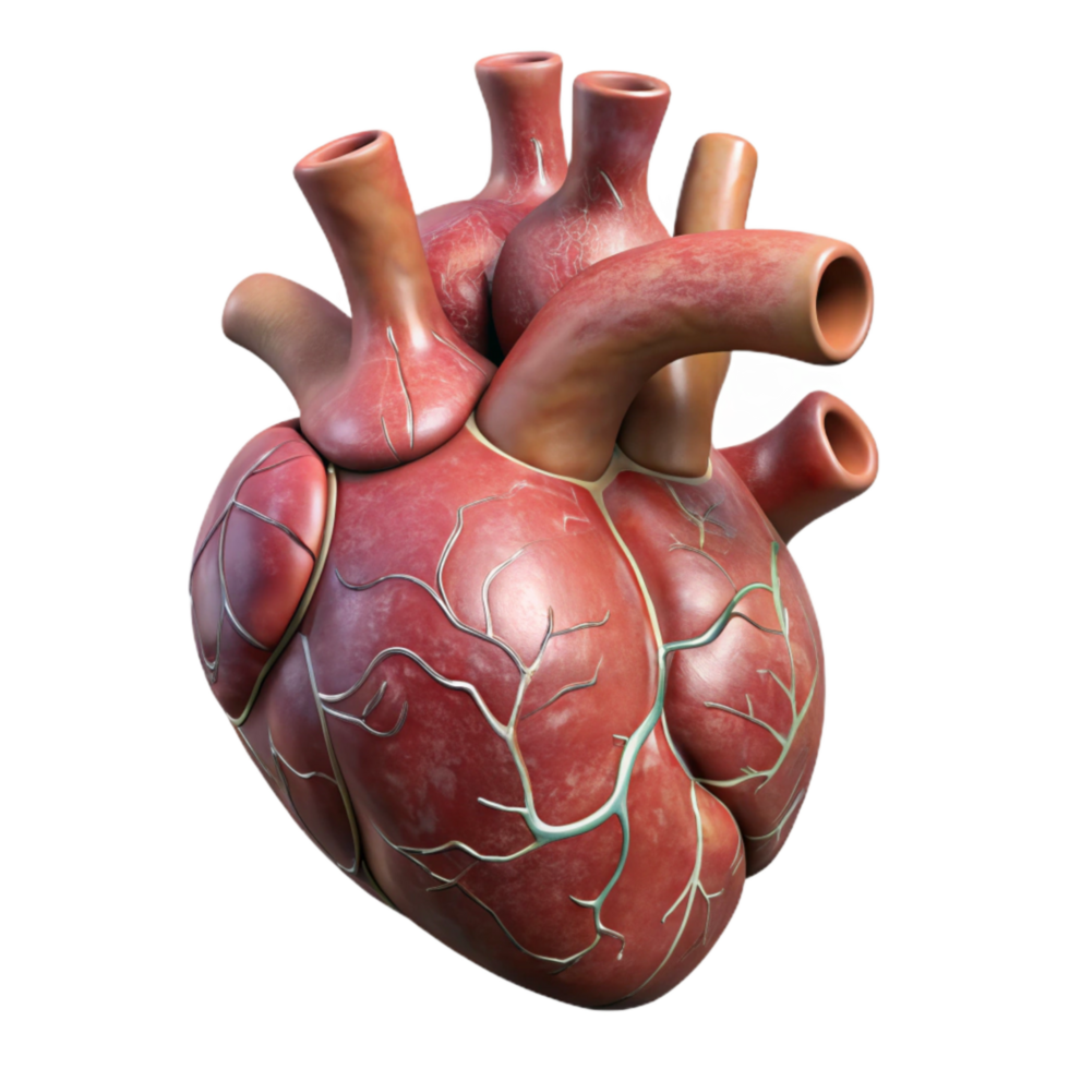 vibrant vintage Anatomical Heart Model Front View Transparent Background original png