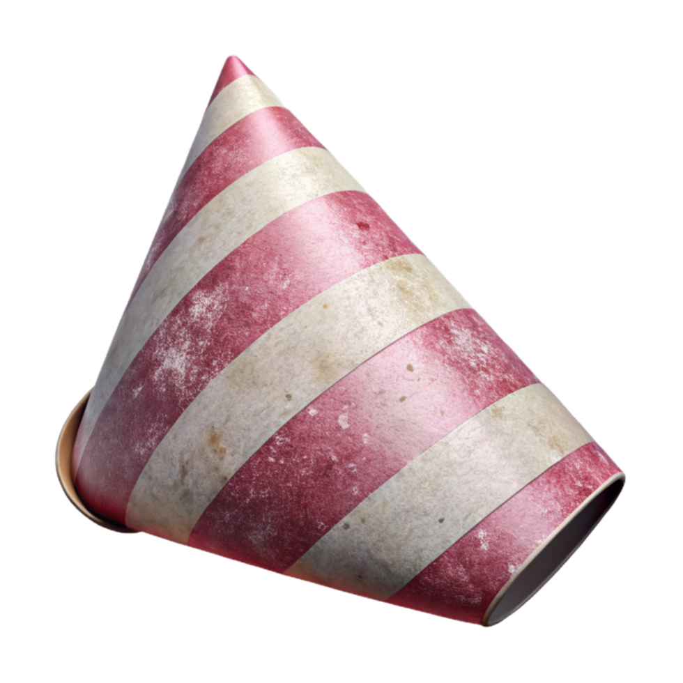 elegant contemporary Party Hat Cone Striped Pink and White Isolated genuine png