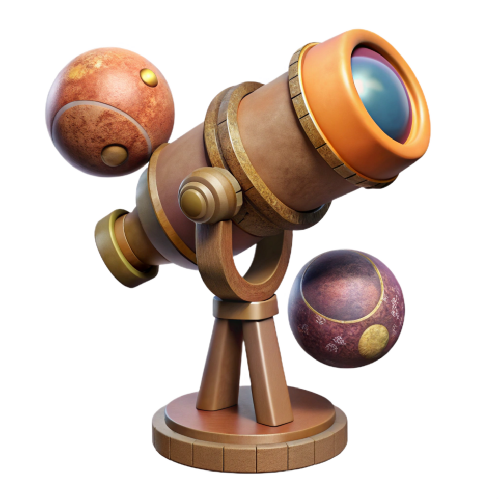 impressive vintage Telescope Observing Planets Transparent Background premium png