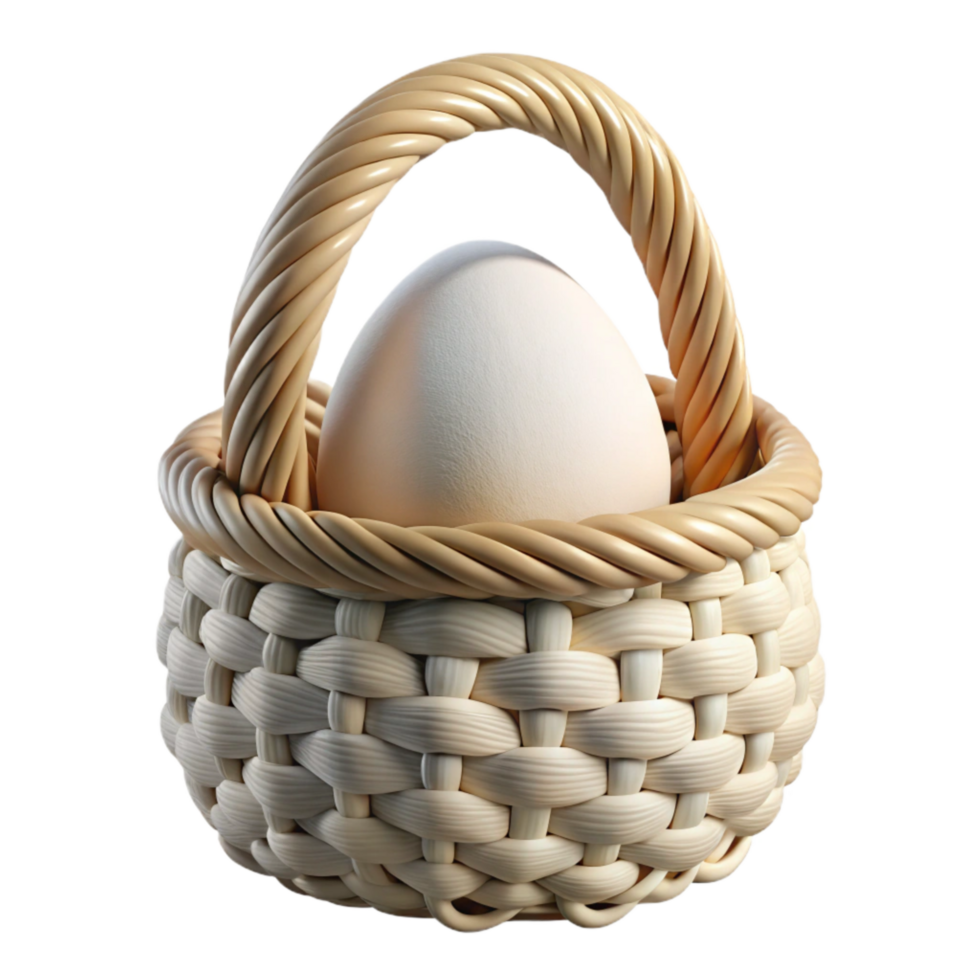 vibrant traditional White Easter Egg Basket Cutout with Woven Design original png