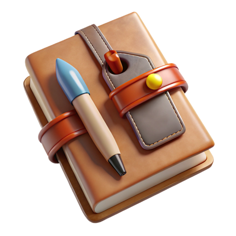 magnificent rustic Notebook and Pen Top View Transparent Background genuine png
