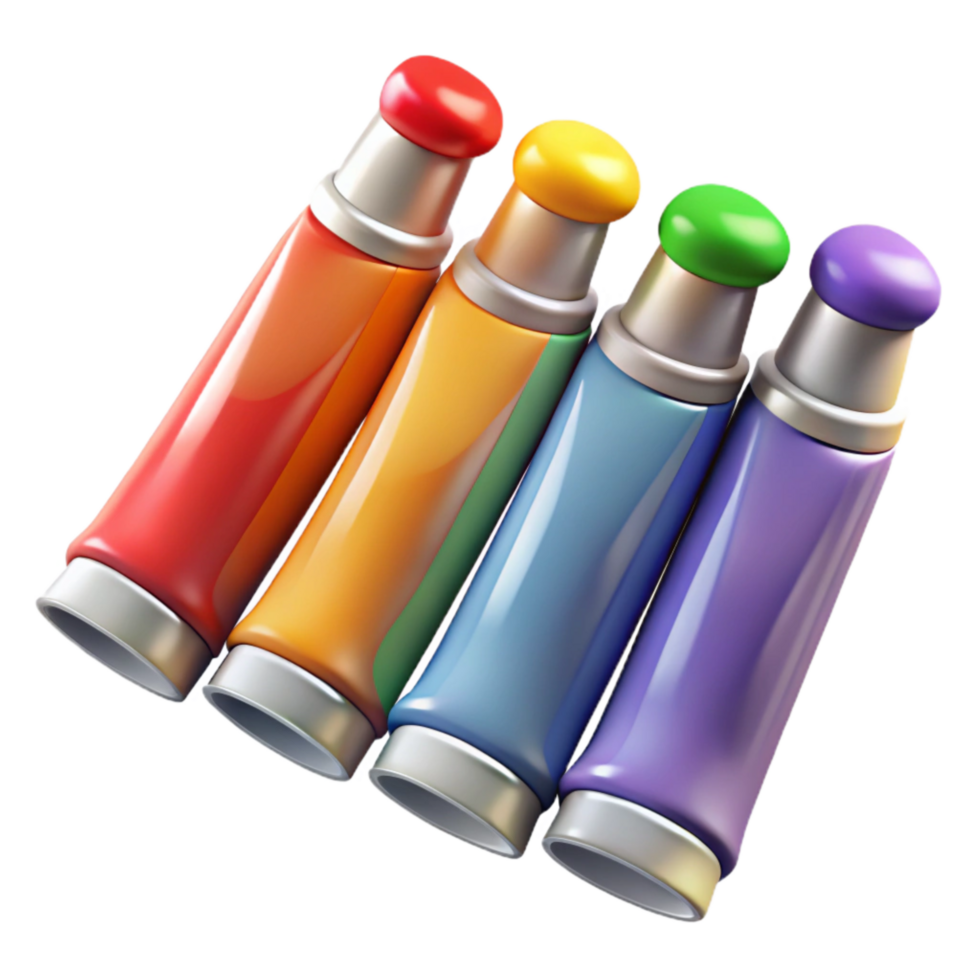 stunning abstract Colorful Paint Tubes Arranged in a Row Transparent Background premium png