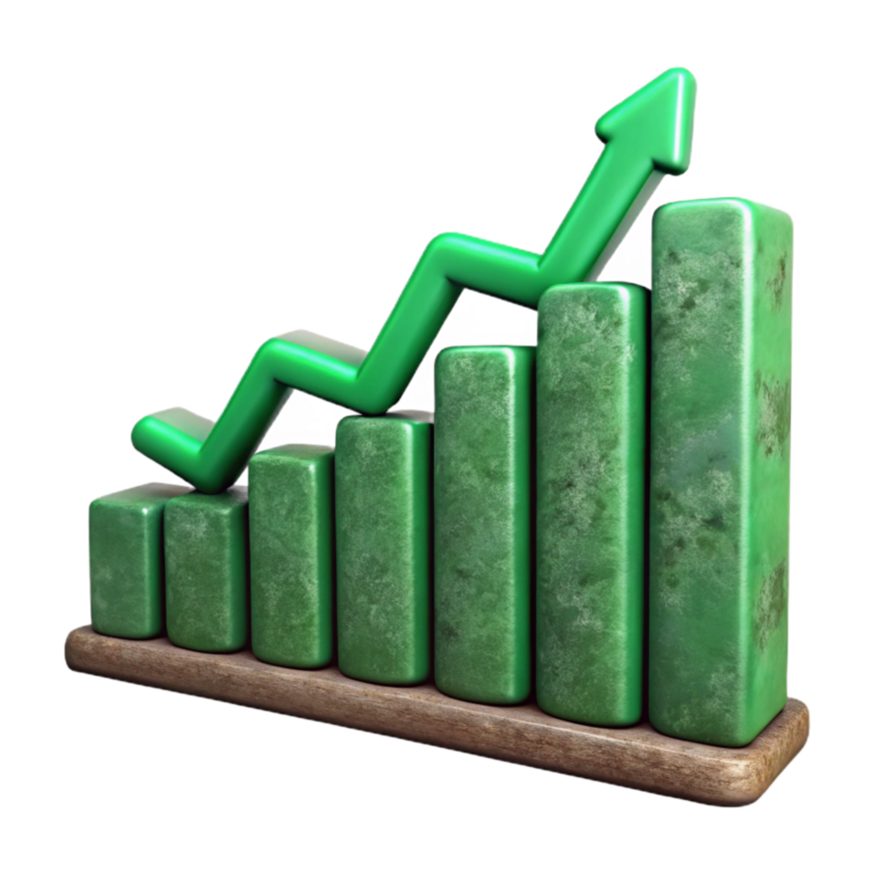 dramatic abstract Green Graph Chart Upward Trend Transparent Background genuine png