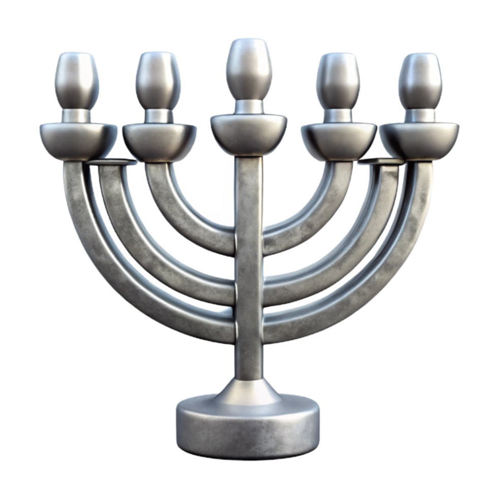 vibrant traditional Silver Hanukkah Menorah Cutout with Soft Lighting detailed png