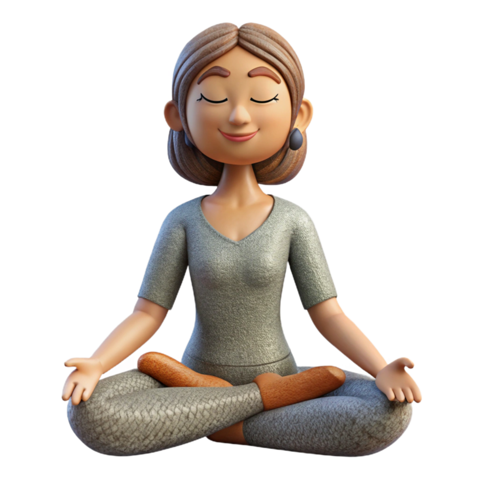 elegant creative Smiling Woman Meditating Transparent Background original png