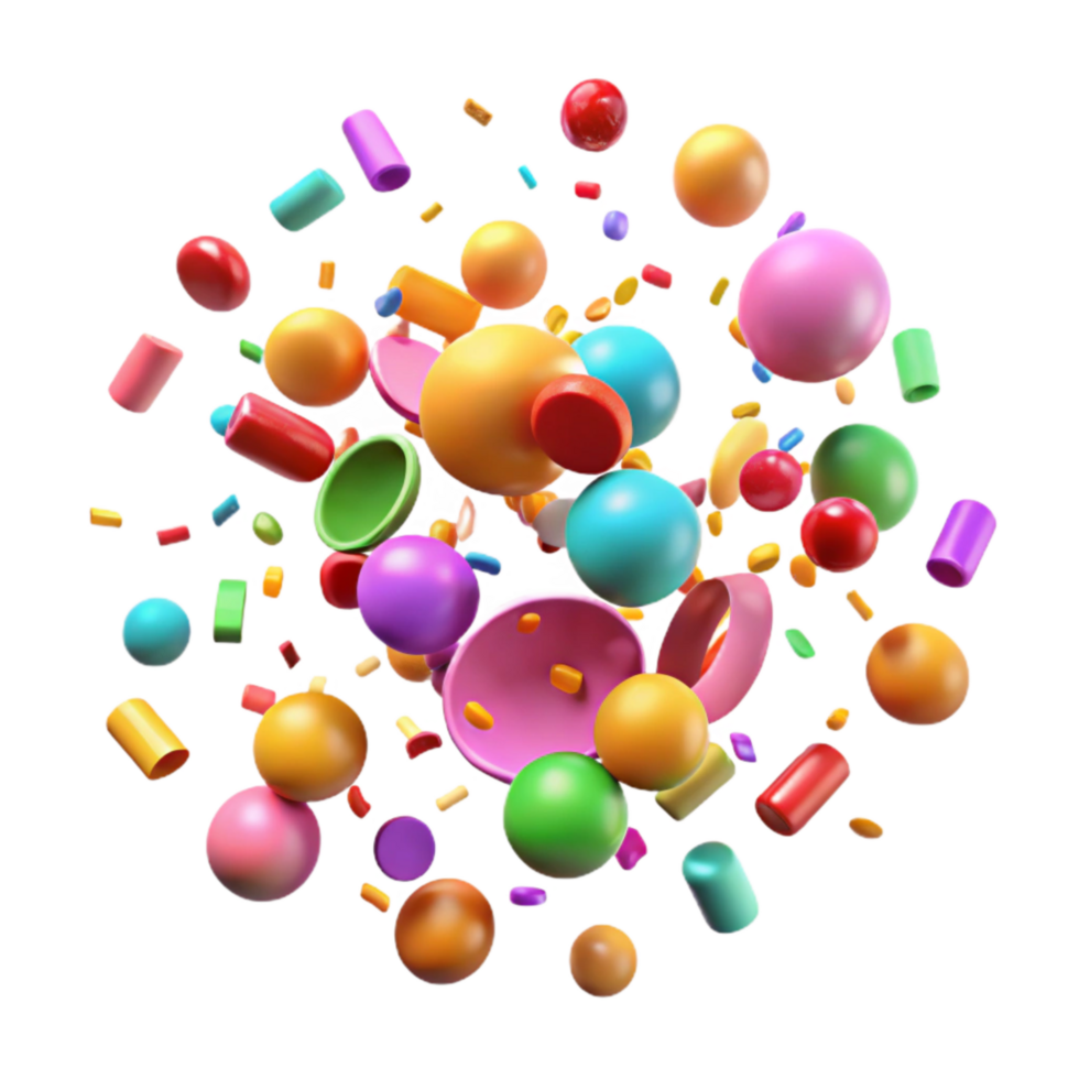 elegant classic Festive Confetti Scattered Multicolored Transparent Background genuine png