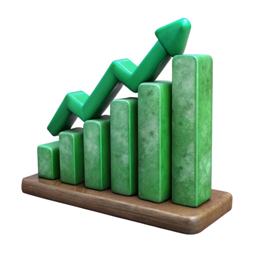 serene creative Green Graph Chart Upward Trend Transparent Background premium png
