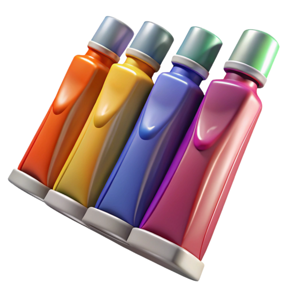 beautiful contemporary Colorful Paint Tubes Arranged in a Row Transparent Background premium png