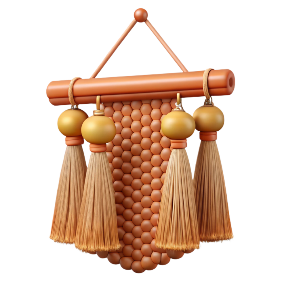 impressive traditional Woven Wall Hanging with Tassels Isolated Element original png