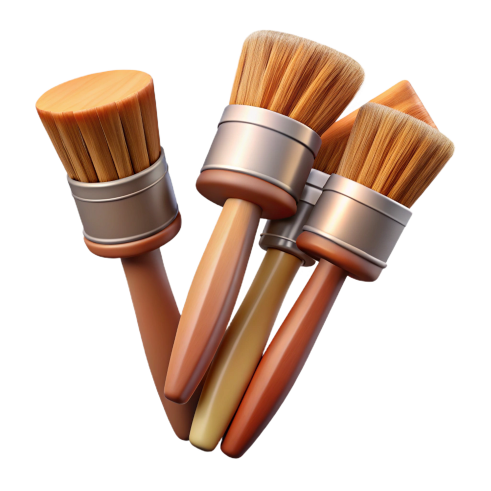 extraordinary artistic Set of Paintbrushes with Wooden Handles Transparent Background high quality png