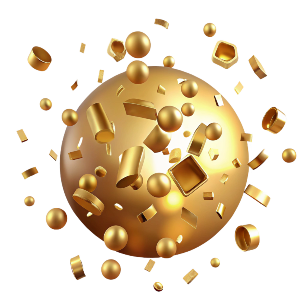 vibrant modern New Years Eve Confetti Falling Gold Transparent Background high resolution png