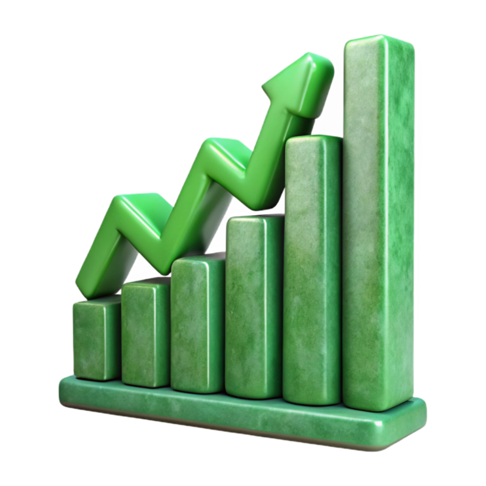 beautiful creative Green Graph Chart Upward Trend Transparent Background exclusive png